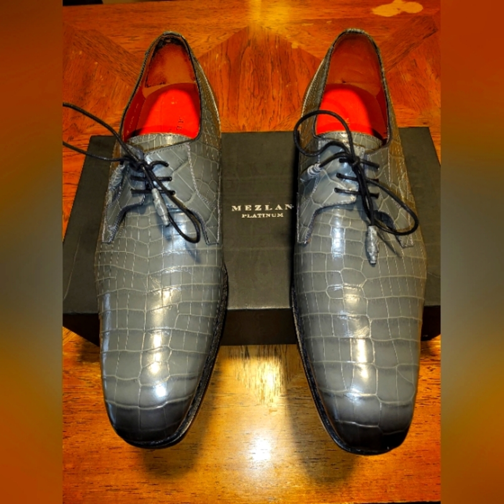Mezlan Charcoal Aligator  Oxfords  ( Worn  Only 4 Times !!!)